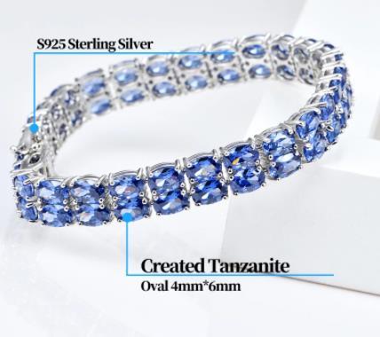 Bracciale con gioielli in argento sterling tanzanite Gioielli squisiti in stile di lusso