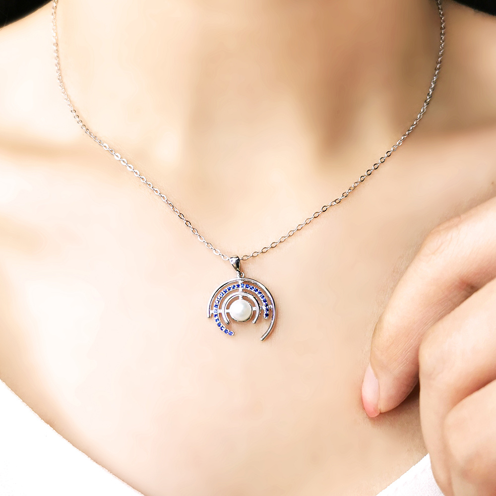 925 gioielli alla moda in argento sterling con collana di perle d'acqua dolce naturali