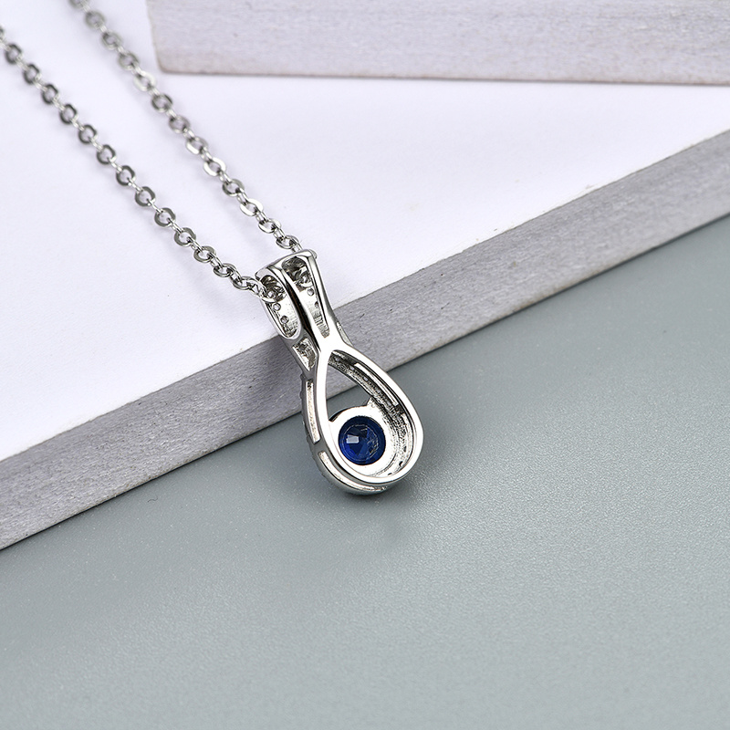 Ciondoli in argento sterling con zaffiro blu Gioielli in argento per feste da donna Creati con collana in stile casual con zaffiro