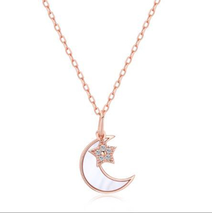 Collana in Argento S925 Stella Luna Conchiglia Gioielli Catena Regalo Fantasia Luna E Stella