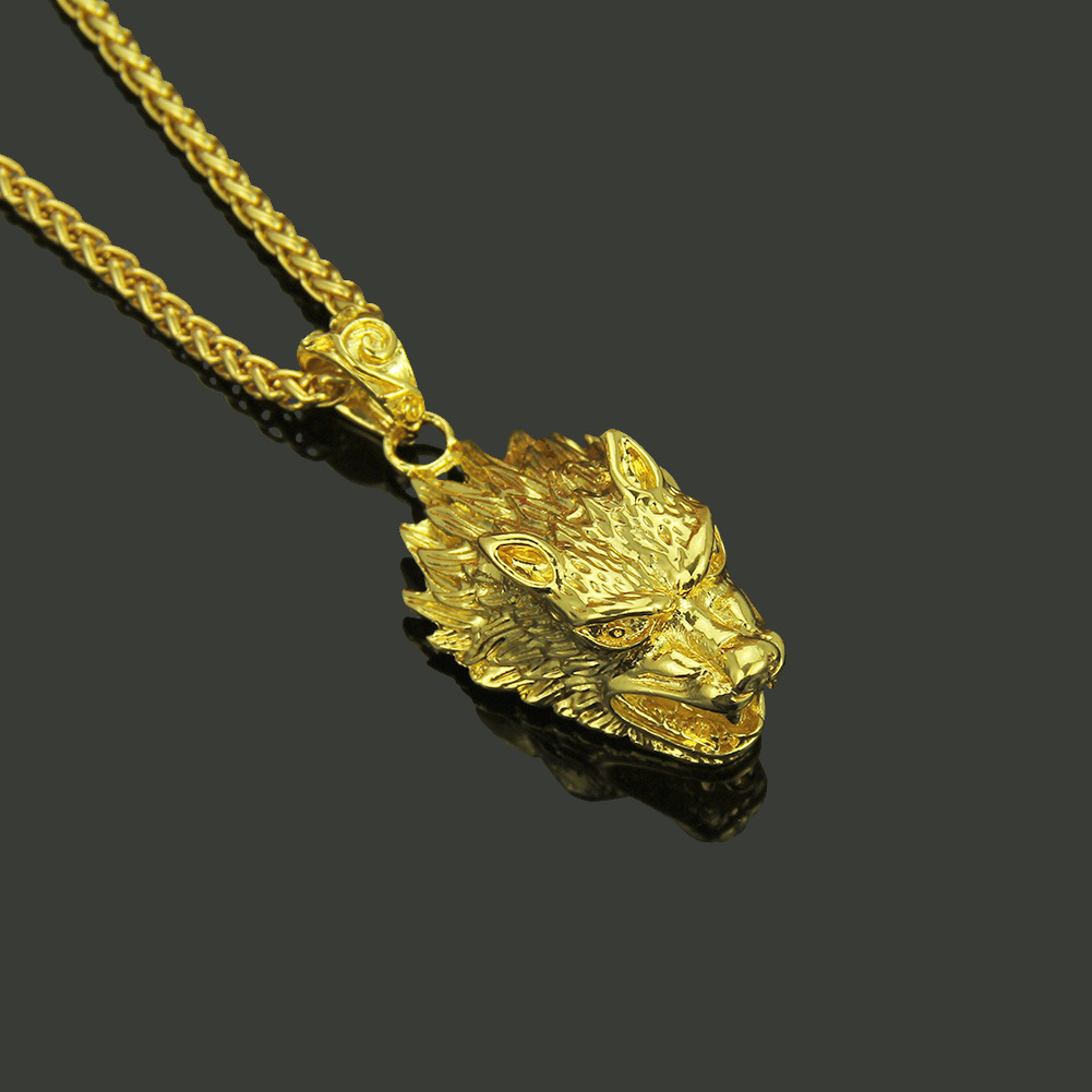 Hip Hop Testa di un ciondolo Wolfn Ecklace gioielli di moda