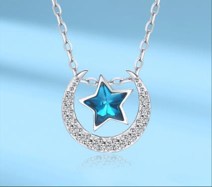 La Nuova Collana Di Diamanti Con Stella A Cinque Punte Collana In Argento Sterling 925 Donna Zircone Blu