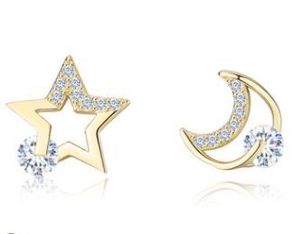 Orecchini Star Moon in argento sterling 925 della serie Night Sky