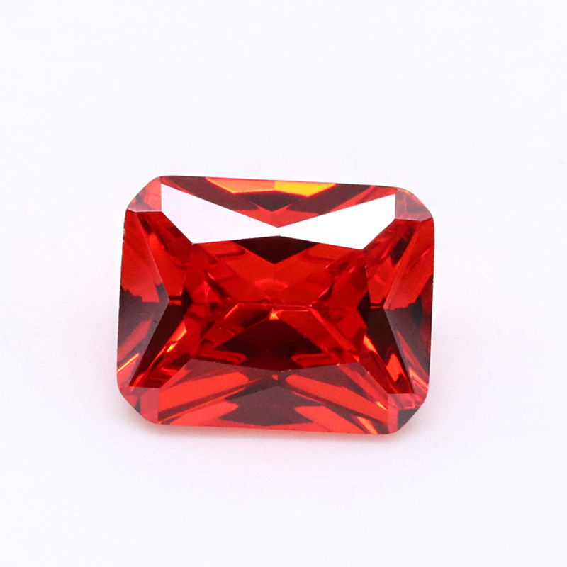 3A Cubic Zirconia Rettangolare Di Alta Qualità Rosso Brillante