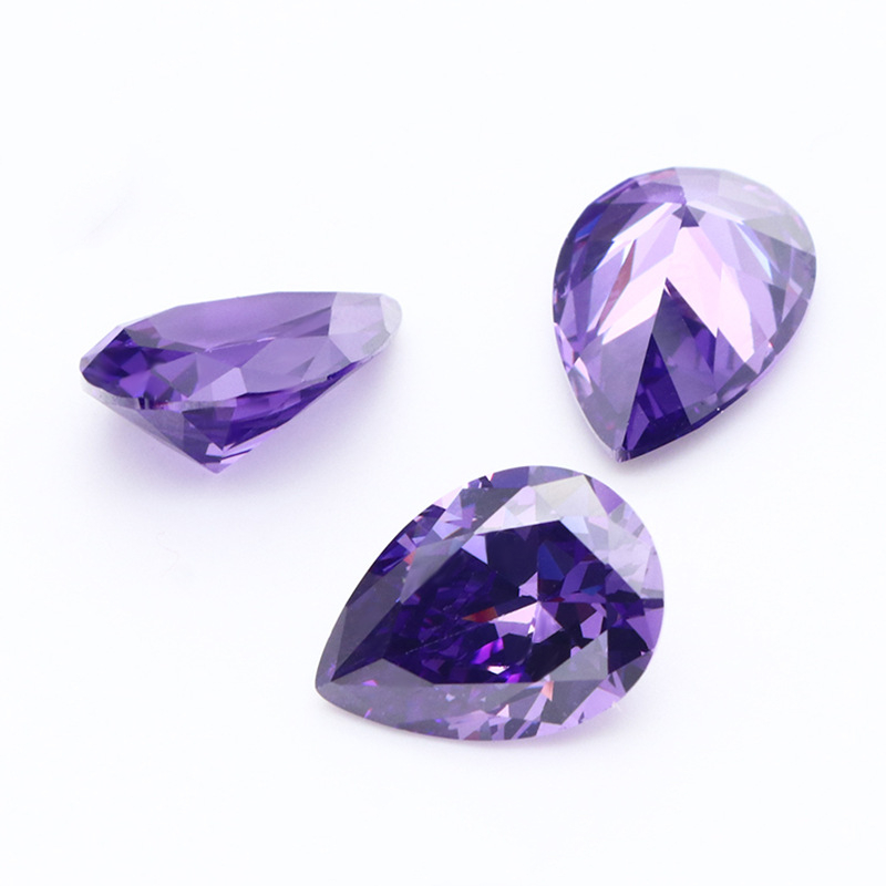 3EX D VVS Cubic Zirconia taglio pera viola scuro