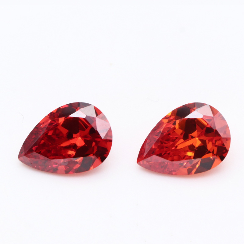 3EX D VVS Cubic Zirconia Rosso Chiaro Taglio Pera